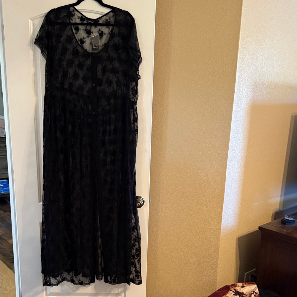 Torrid Black Floral Crochet Maxi Dress